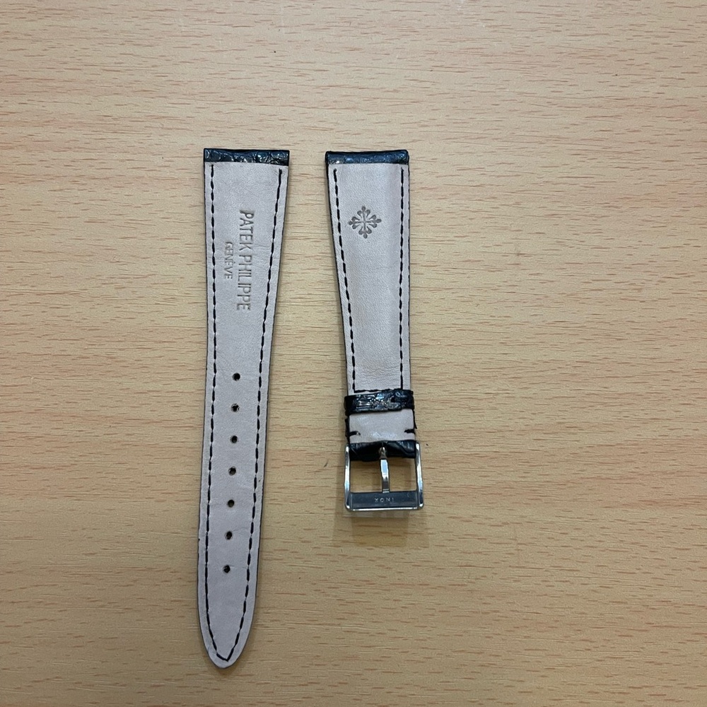 Patek Philippe Geneve 20mm x 14mm Shiny Black Watch Strap Color 100 Authentic - Picture 5 of 5